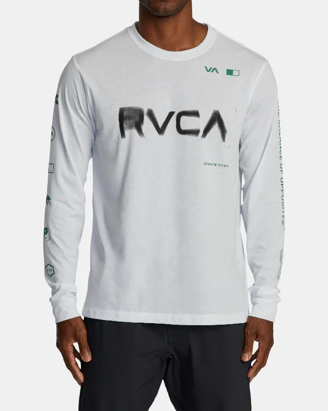 Men’s short-sleeve lilt tees-RVCA Radial Sport Tech Long Sleeve Tee - White