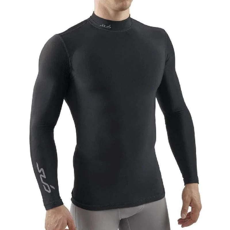 Men’s short-sleeve idly polos-Sub Sports Cold Mock Neck Thermal Compression Mens Top - Black