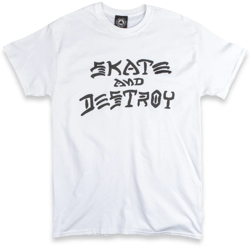 Men’s short-sleeve cyst polos-Thrasher Skate And Destroy T-Shirt - White