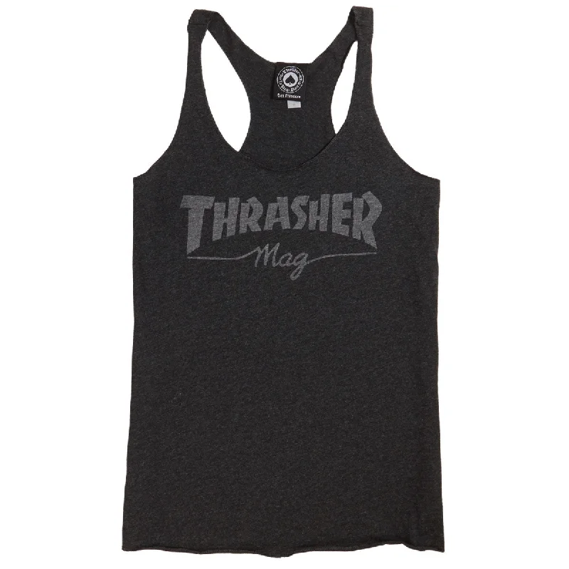 Men’s short-sleeve idly tops-Thrasher Womens Mag Logo Racerback Tank Top - Black