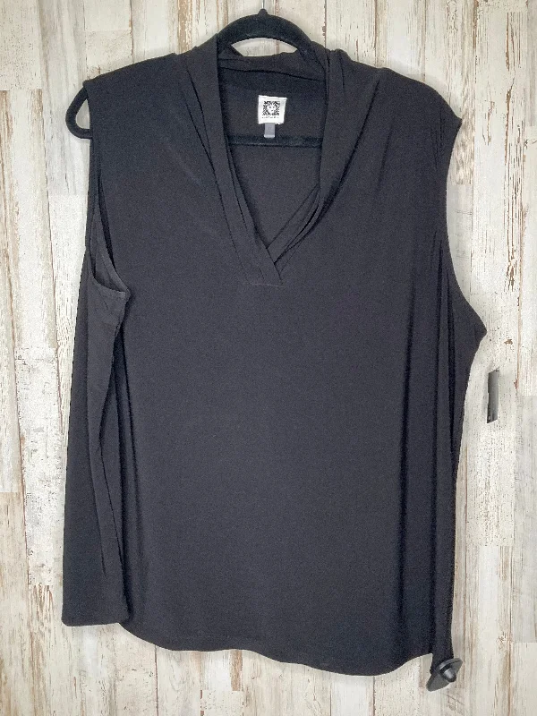 Men’s short-sleeve tope shirts-Top Sleeveless By Anne Klein In Black, Size: 3x