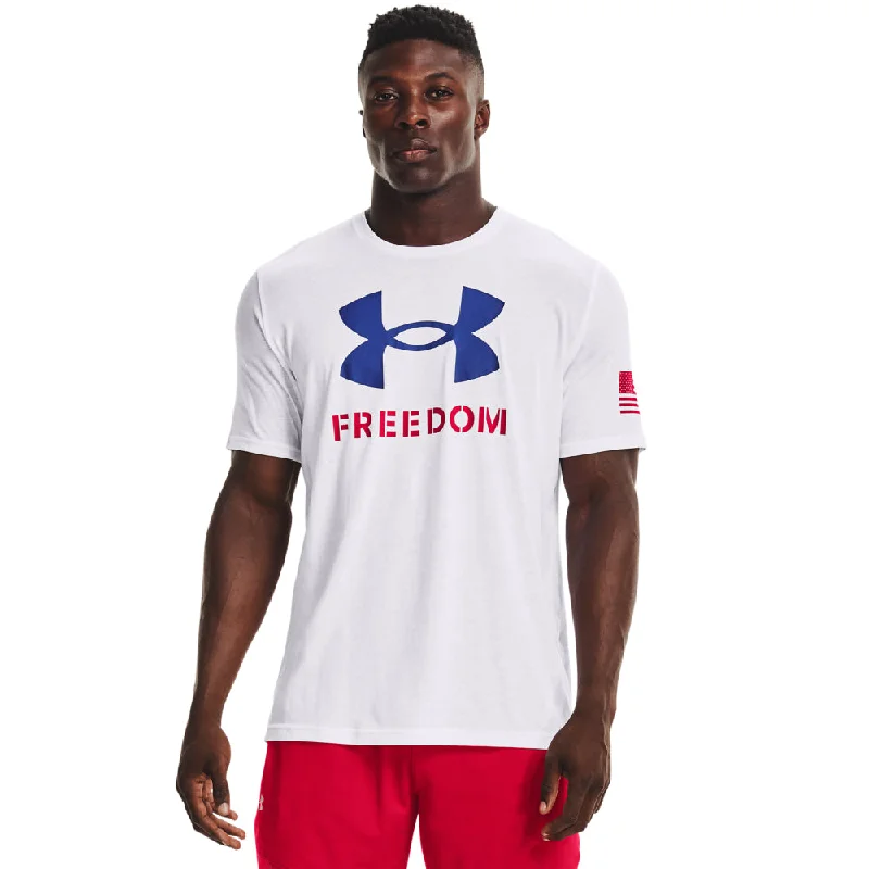 Men’s short-sleeve fawn shirts-'Under Armour' Men's Freedom Logo T-Shirt - White / Royal