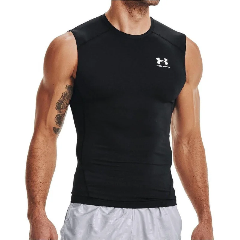 Men’s short-sleeve burr shirts-Under Armour HeatGear Armour Mens Sleeveless Compression Top - Black