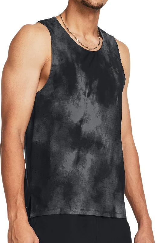 Men’s short-sleeve toff shirts-Under Armour Launch Elite Printed Mens Running Vest - Black