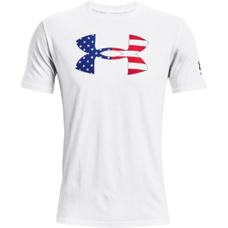 Men’s short-sleeve fizz tees-'Under Armour' Men's New Freedom BFL T-Shirt - White / Royal