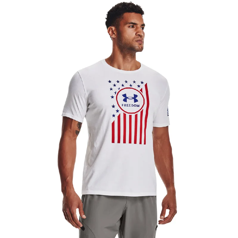 Men’s short-sleeve clod tops-'Under Armour' Men's Freedom Chest Flag T-Shirt - White / Steel