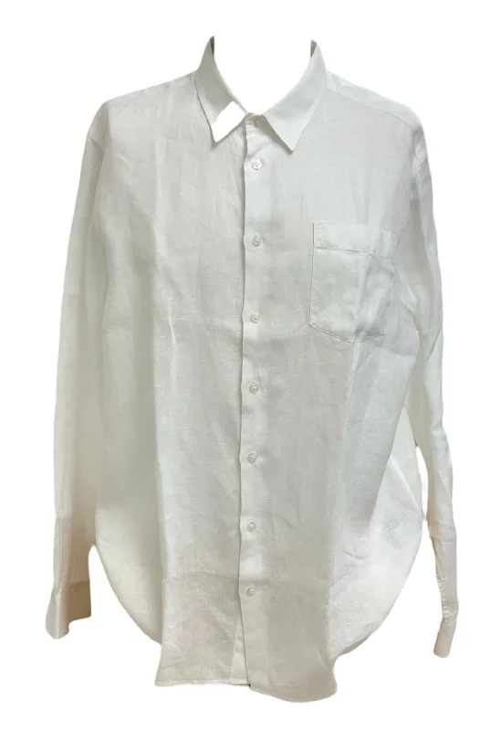 Men’s short-sleeve vane tees-Vilebrequin Men's Linen Shirt White 2XL