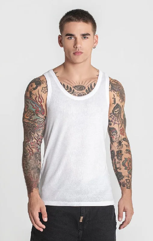 Men’s short-sleeve urge polos-White Ribbed Tanktop