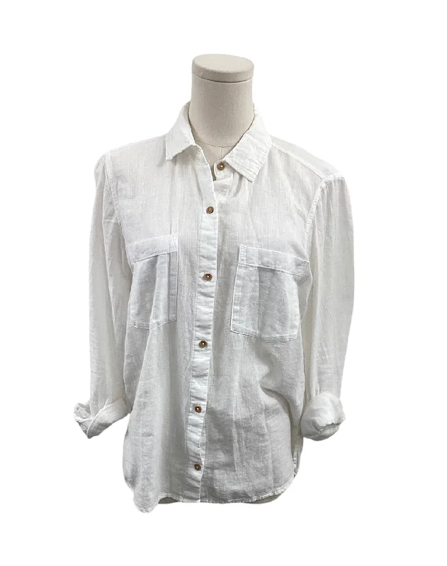 Men’s short-sleeve etch tops-Zara Basic Jr Shirt White S