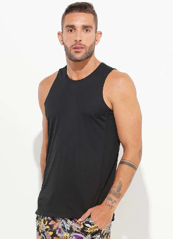 Men’s short-sleeve jolt tees-A.O.P Tank (Black) UPF 50+