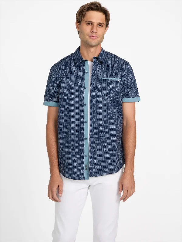 Men's trendy ridge-sleeve shirts-Alonzo Printed Poplin Shirt