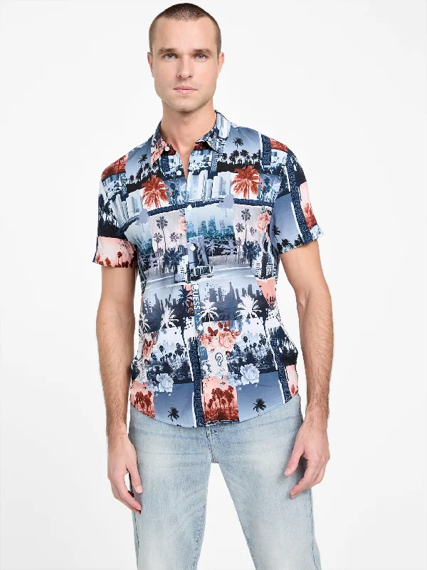 Men's trendy arc-hem shirts-Andrew Collage Print Shirt