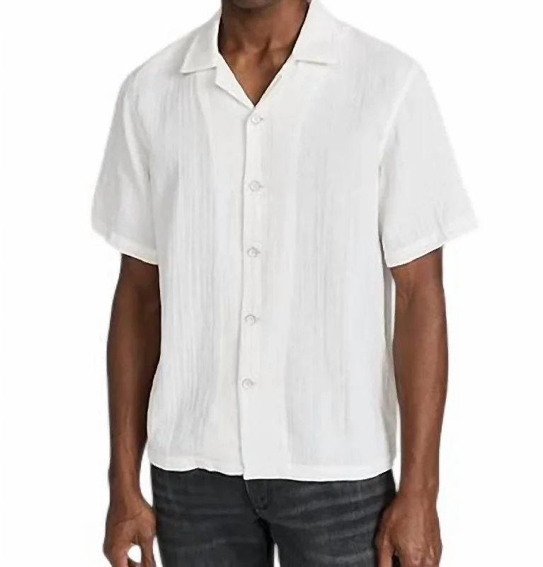 Men's bold mist-dye shirts-Avery Gauze Shirt In White