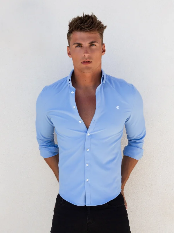 Men's luxury lunar shirts-Canberra Long Sleeve Shirt - Light Blue