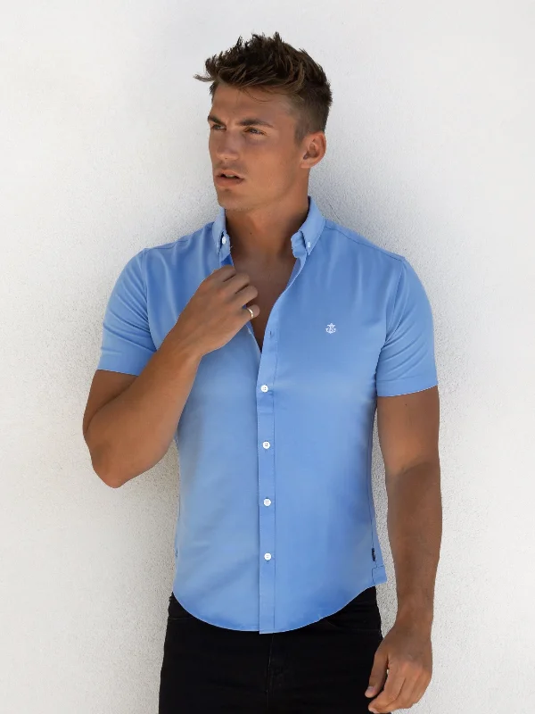 Men's classic grange shirts-Canberra Short Sleeve Shirt - Light Blue