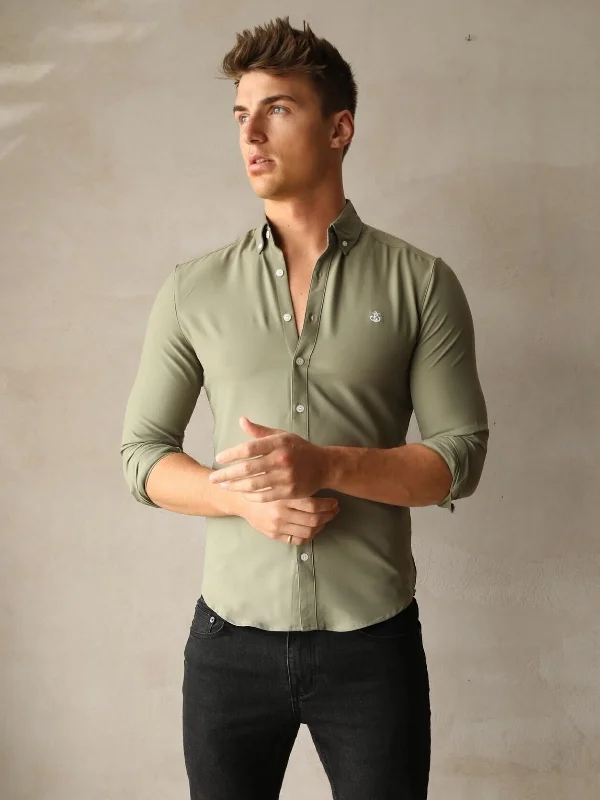 Men's soft seed-knit shirts-Pacentro Shirt - Light Khaki