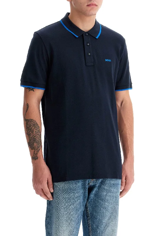 Men’s short-sleeve toff shirts-Boss "contrast Trim Parlay Polo Shirt