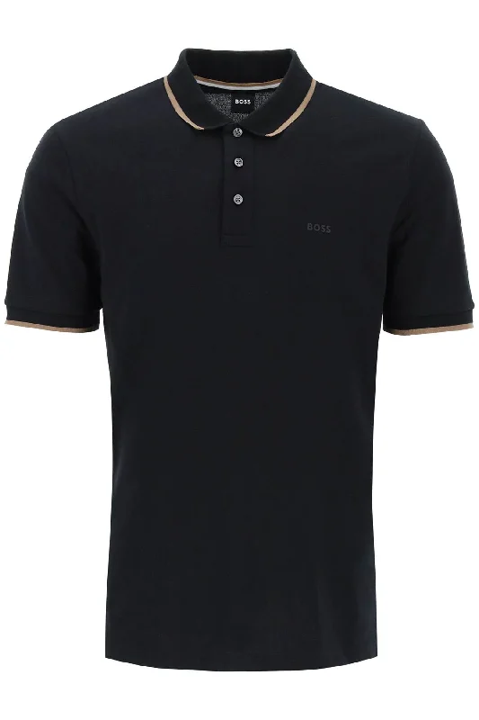 Men’s short-sleeve toff shirts-Boss Men's 'Contrast Trim Parlay Polo Shirt