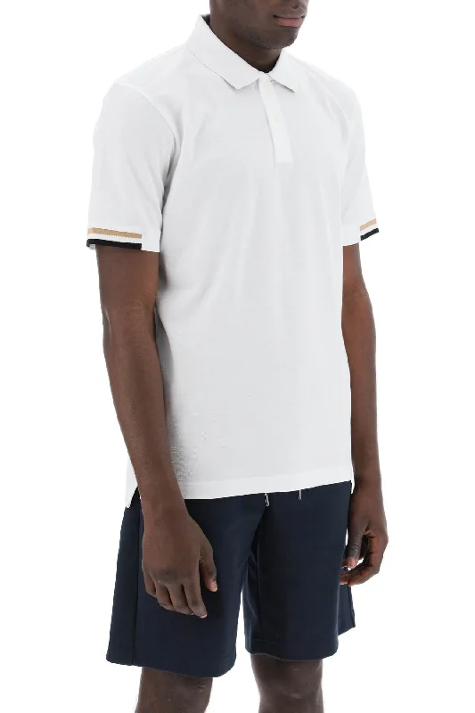 Men’s short-sleeve idly tops-Boss Parlay Polo Shirt With Stripe Detail