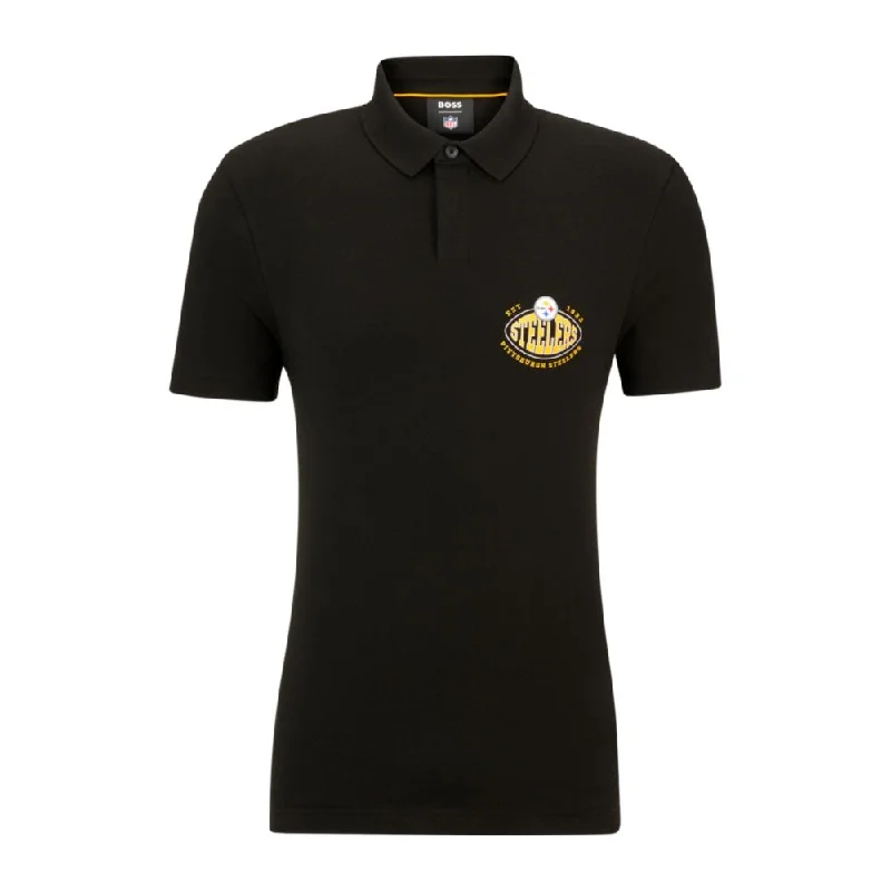 Men’s short-sleeve oust tops-BOSS x NFL cotton-piqu polo shirt with collaborative branding