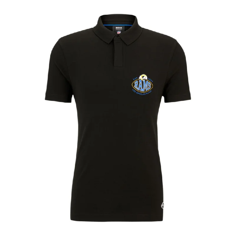 Men’s short-sleeve glib tops-BOSS x NFL cotton-piqu polo shirt with collaborative branding