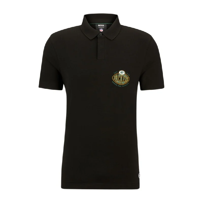 Men’s short-sleeve glib tops-BOSS x NFL cotton-piqu polo shirt with collaborative branding