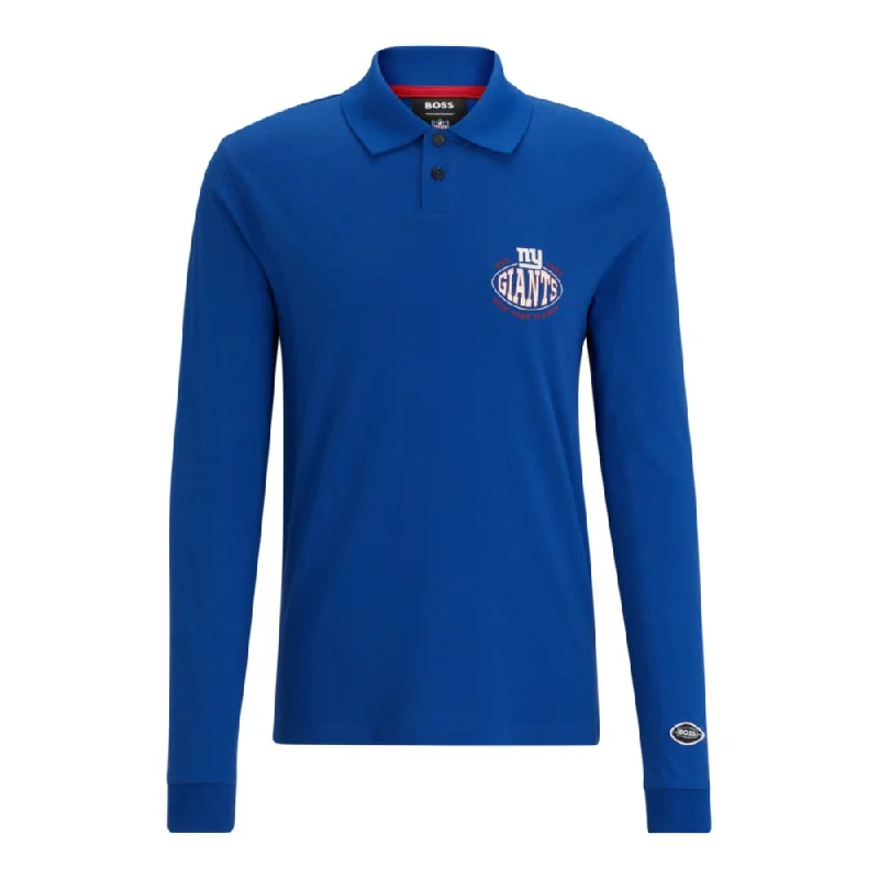 Men’s short-sleeve kink tops-BOSS x NFL long-sleeved polo shirt with collaborative branding