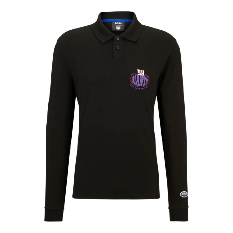 Men’s short-sleeve quip polos-BOSS x NFL long-sleeved polo shirt with collaborative branding