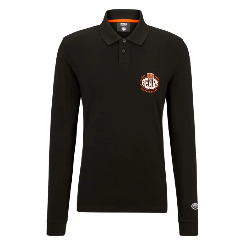 Men’s short-sleeve fizz tees-BOSS x NFL long-sleeved polo shirt with collaborative branding