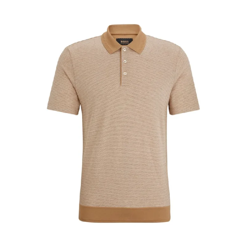 Men’s short-sleeve toff shirts-Bubble-structure polo shirt in cotton and cashmere