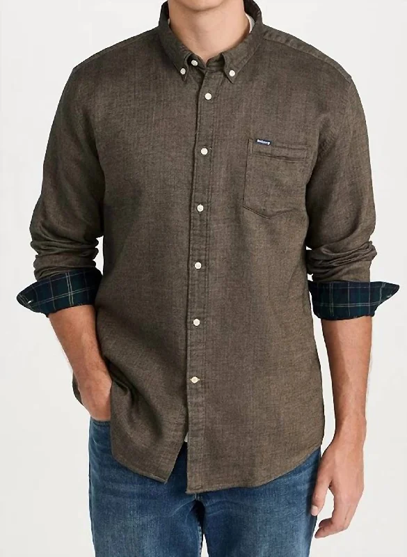 Men's relaxed kersey shirts-Buckley Tailored Herringbone Shirt In Stone