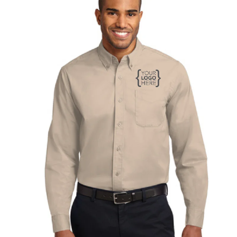 Men's stylish peak-sleeve shirts-Port Authority® Long Sleeve Easy Care Shirt - Personalized