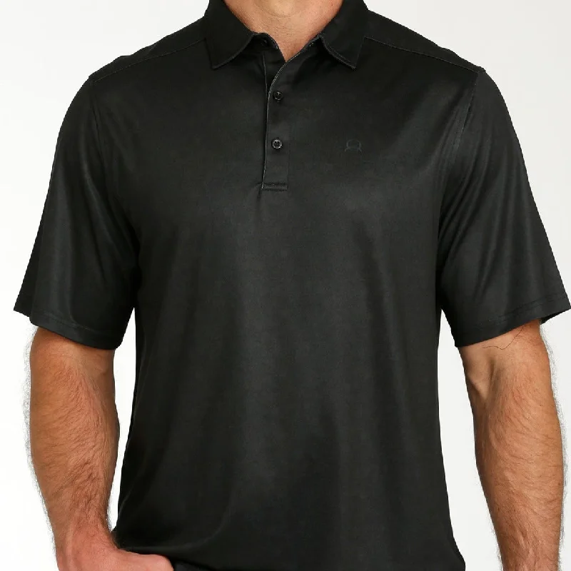 Men’s short-sleeve burr shirts-Cinch Men's Arenaflex Short Sleeve Polo in Black