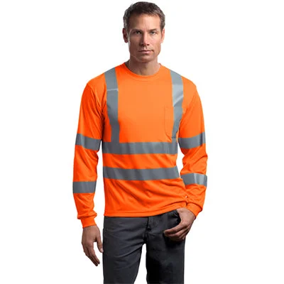 Men’s short-sleeve zest shirts-CornerStone Hi-Vis Long-Sleeve Shirt, ANSI 107 Class 3 - Snag-Resistant