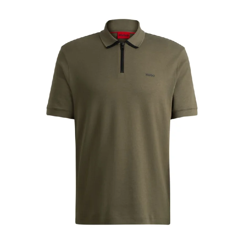 Men’s short-sleeve nook tees-Cotton-piqu polo shirt with contrast logo