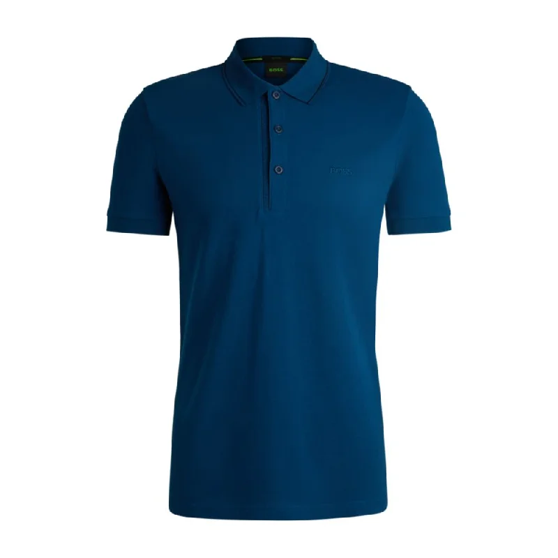 Men’s short-sleeve sate tops-Cotton-piqu slim-fit polo shirt with tonal logo