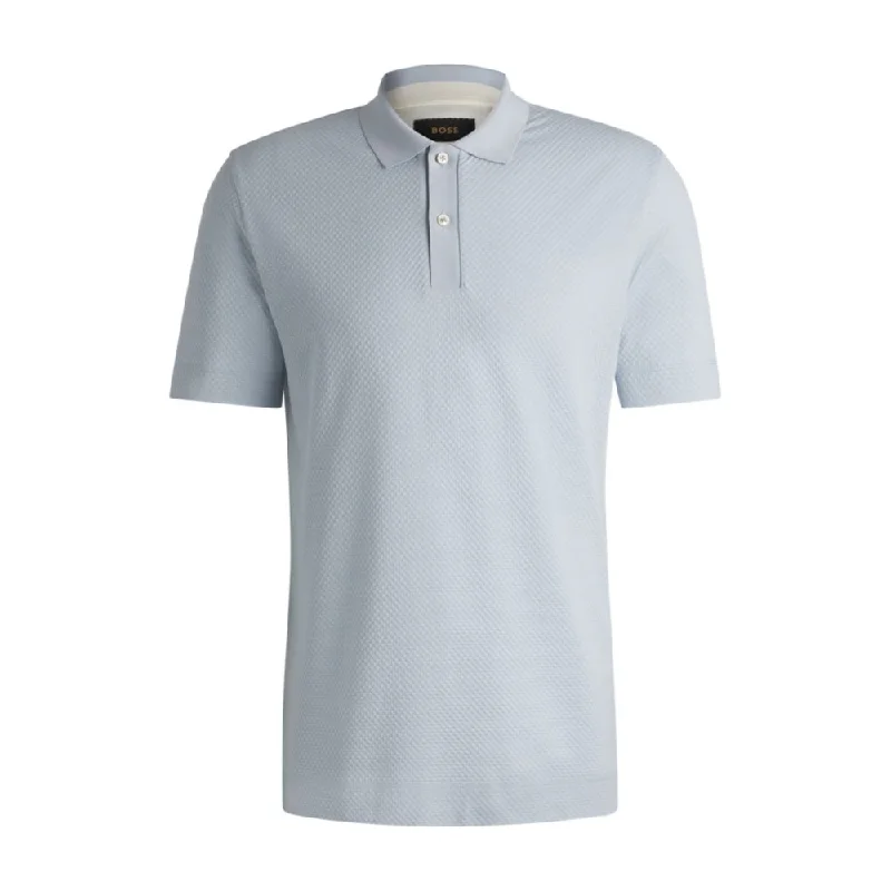 Men’s short-sleeve clad polos-Cotton-silk polo shirt with bubble structure