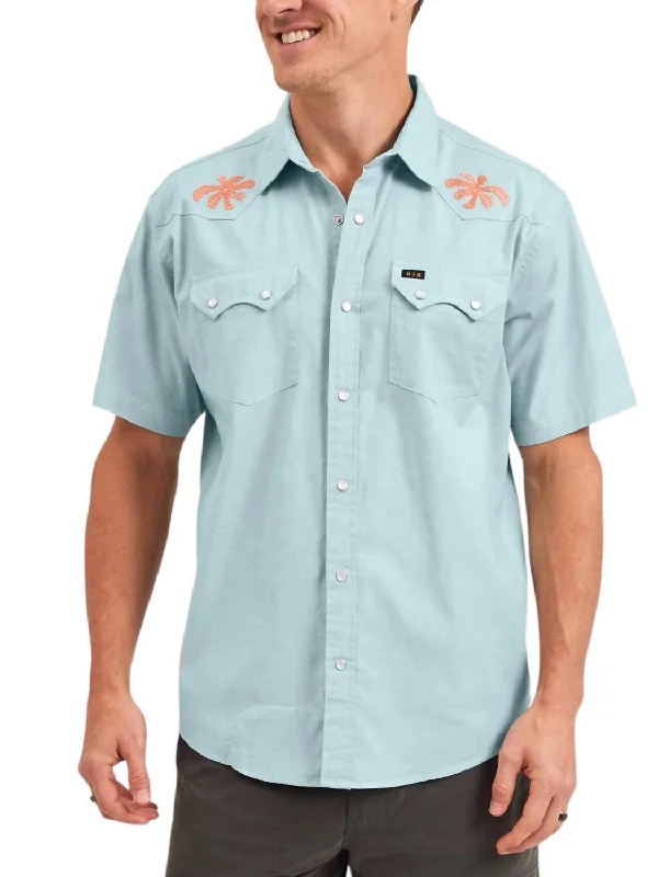 Men's rugged knoll shirts-Crosscut Deluxe Shortsleeve Shirt In Nile Blue