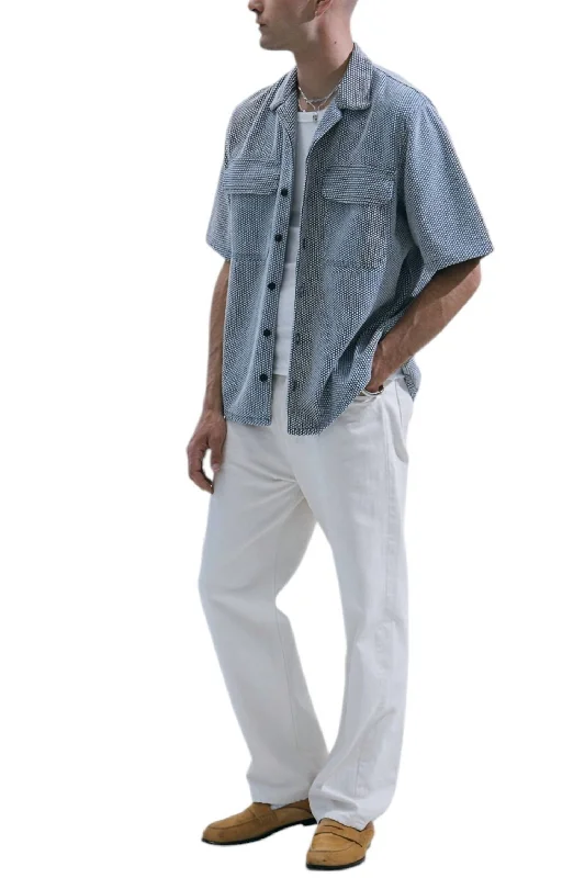 Men’s short-sleeve keel tops-Cruise Shirt In Indigo Sashiko