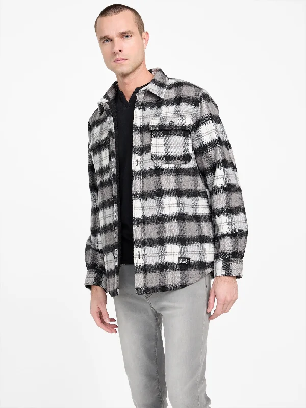 Men's soft seed-knit shirts-Dexter Plaid Shacket