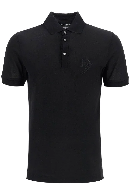 Men’s short-sleeve meld tops-Dolce & Gabbana Men's Polo Shirt With Dg Embroidery