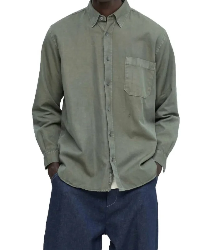 Men's subtle micro-bloom shirts-Formal Shirt In Dried Basil