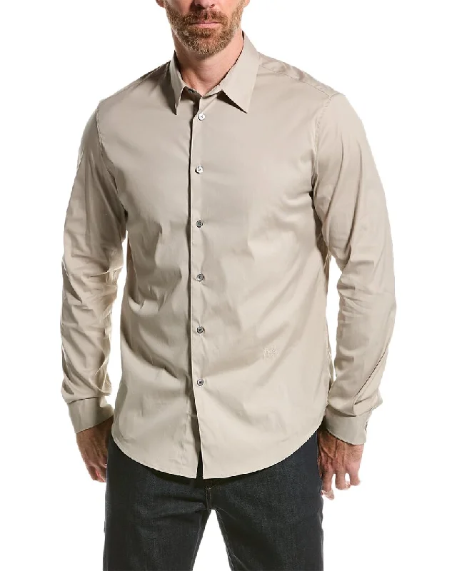 Men's casual echo-knit shirts-FRAME Denim Stretch Poplin Shirt