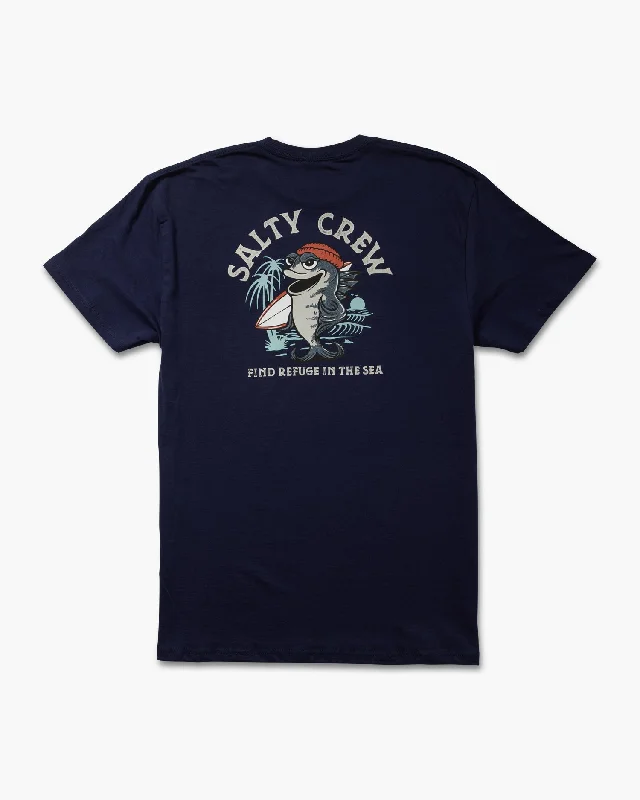 Men’s short-sleeve zany tees-Free Surf Classic Tee - Navy