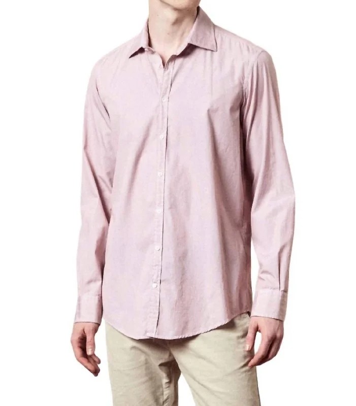 Men's vintage micro-haze shirts-Genova Shirt In Calce Red Stripe