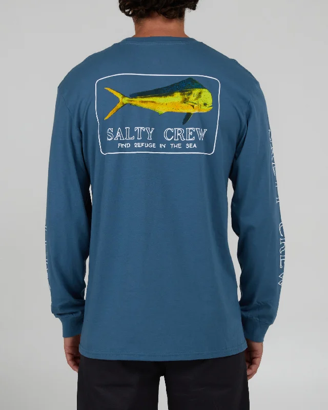 Men’s short-sleeve clad tops-Golden Mahi L/S Tee - Slate