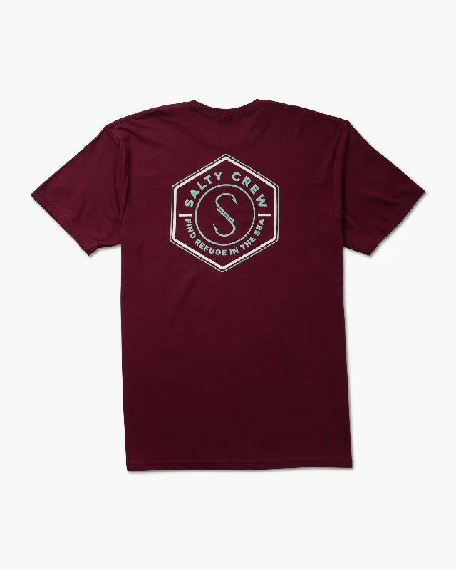 Men’s short-sleeve apex tops-Hexed Classic Tee - Burgundy