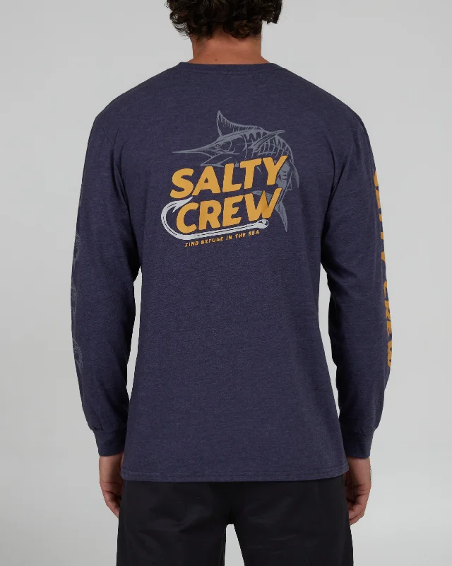 Men’s short-sleeve dusk tees-Hook Up Premium L/S Tee - Navy Heather