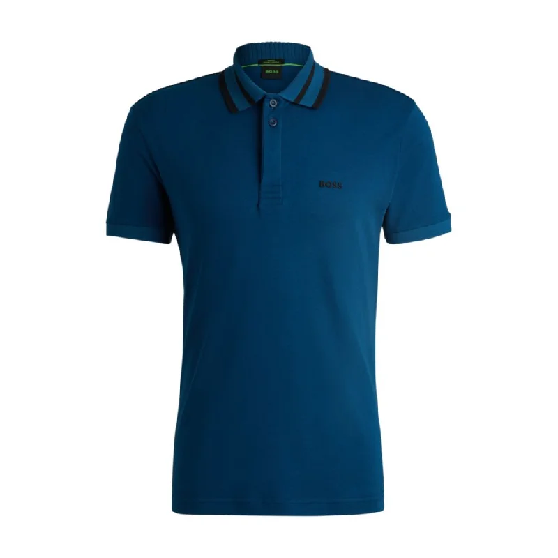 Men’s short-sleeve rusk tees-Interlock-cotton polo shirt with logo detail