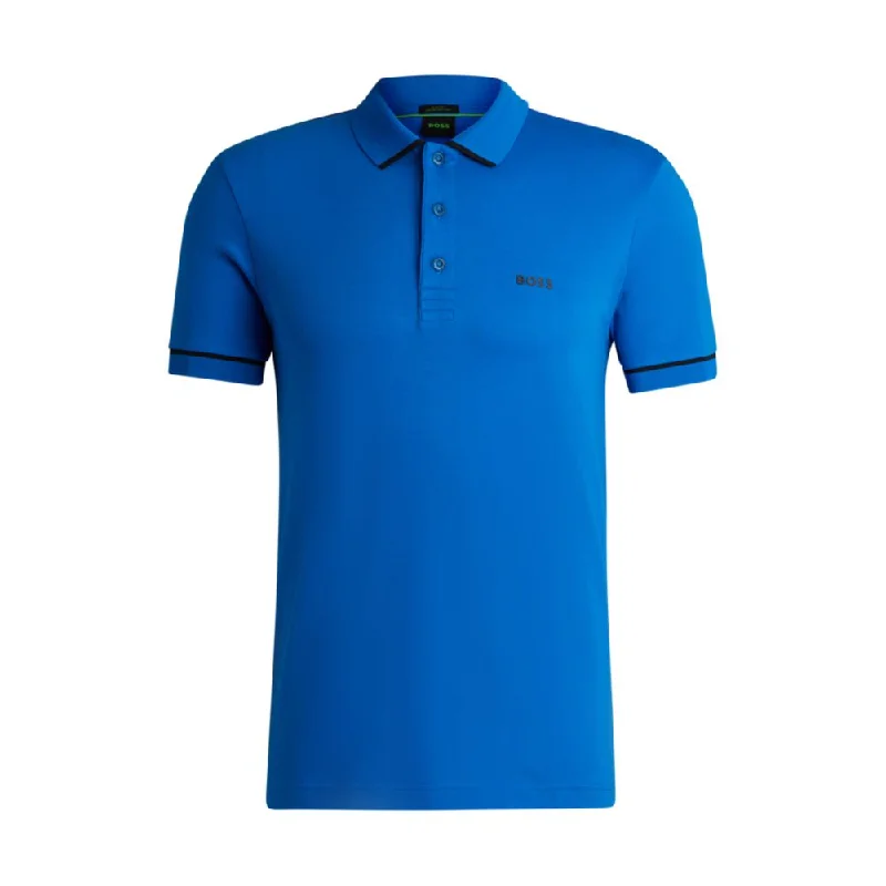 Men’s short-sleeve vane shirts-Interlock-cotton slim-fit polo shirt with contrast trims